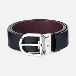 Montblanc - Belt - Horseshoe Printed black / bordeaux