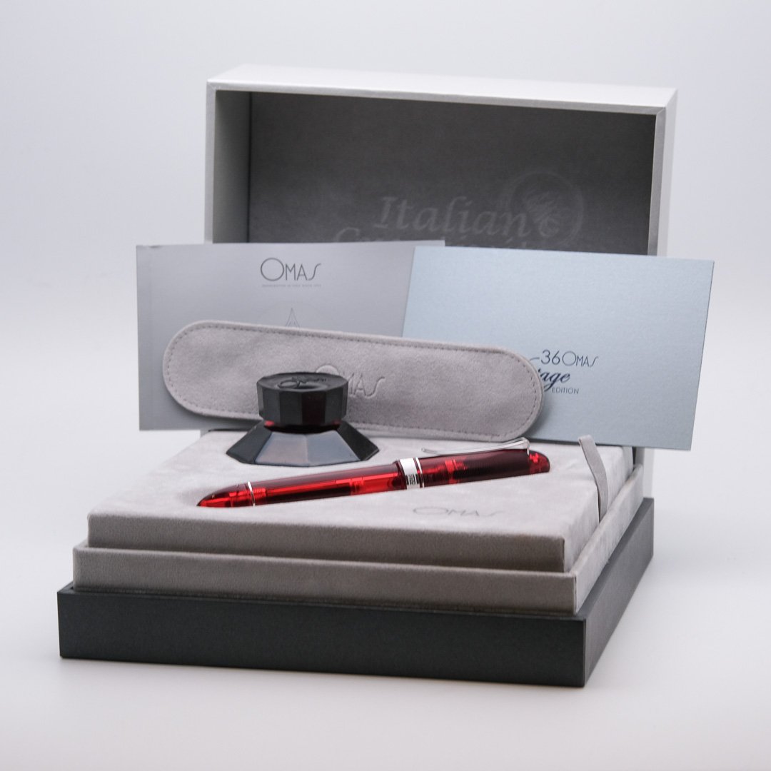 OM0257 - Omas -360 Lucens Red HT n°017-360 - Collectible fountain pens & more -1